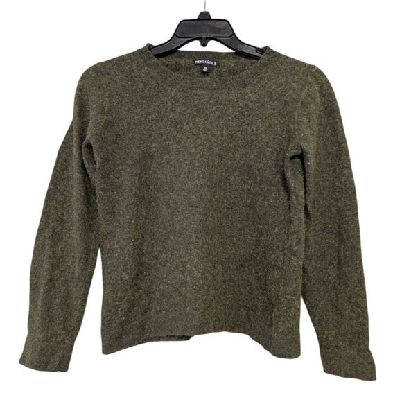 J Crew Mercantile Green Teddie Sweater Wool Blend Army Crewneck Womens Size M - Picture 1 of 6